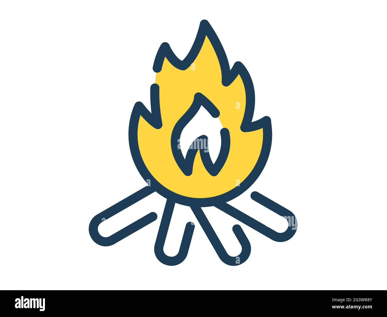 fire bonfire single isolated icon with dash or dashed line style vector ...