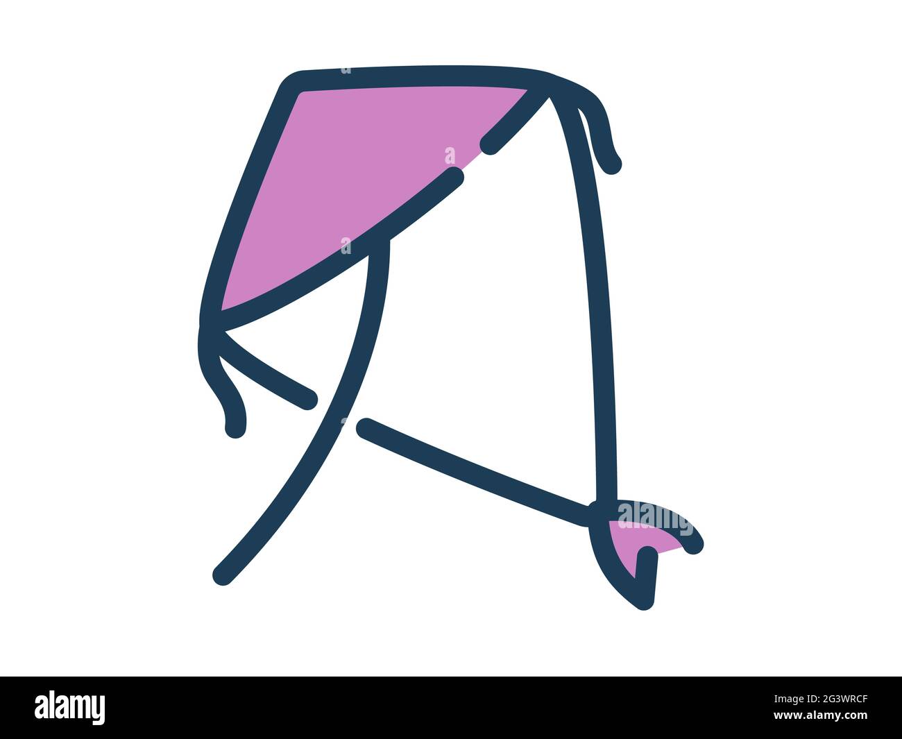 kite single isolated icon with dash or dashed line style vector ...