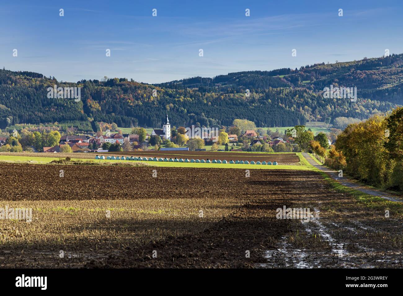 The south-western slope of the Franconian Forest with an Upper Franconian idyll Stock Photo
