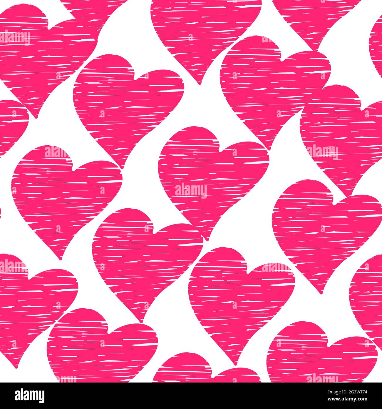 Hearts seamless vector pattern. Pink Doodle hand drawn hearts isolated ...