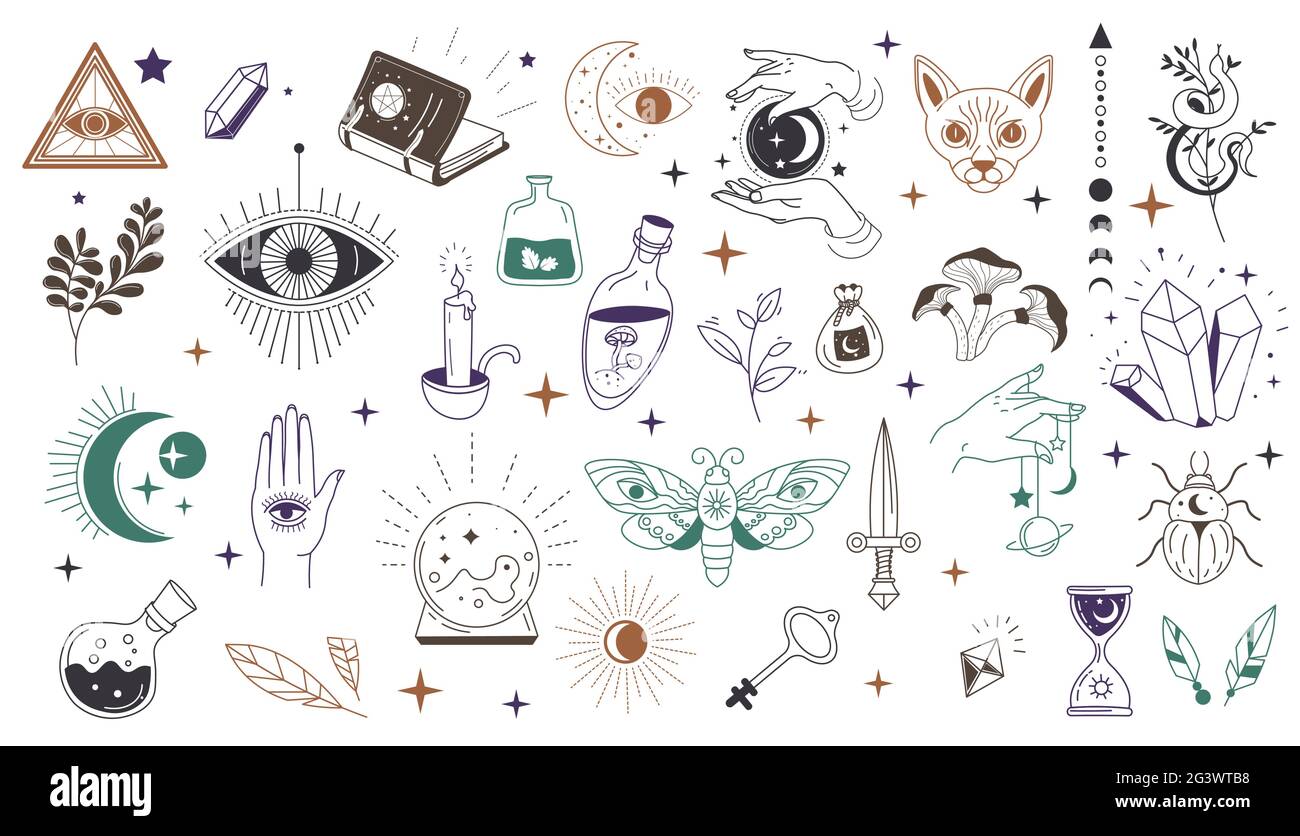 Mystic symbols and occult wisdom signs vector Stock Vector