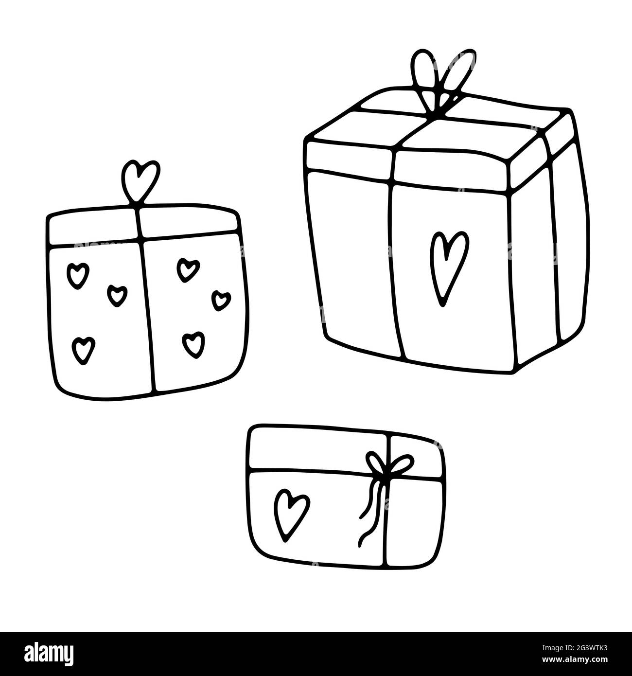 Gift sketch with bow. Festive packaging. Valentine's day gift