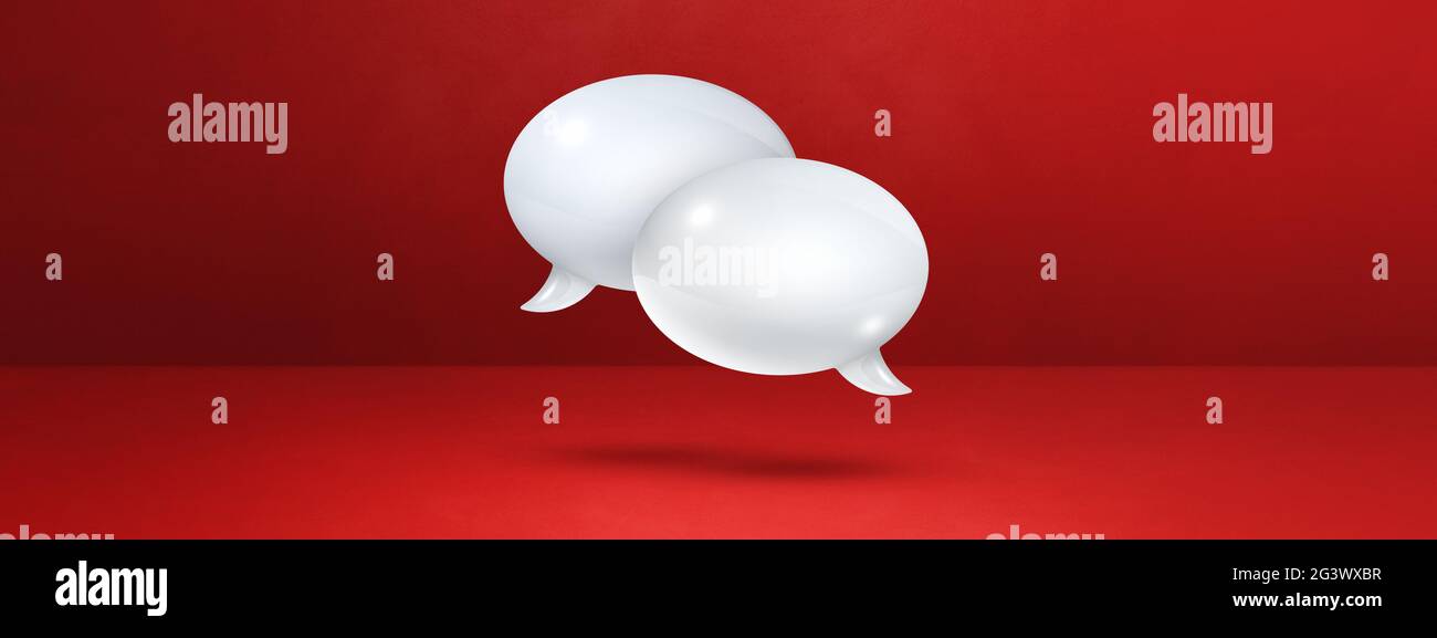 3D white speech bubbles isolated on red banner background Stock Photo ...