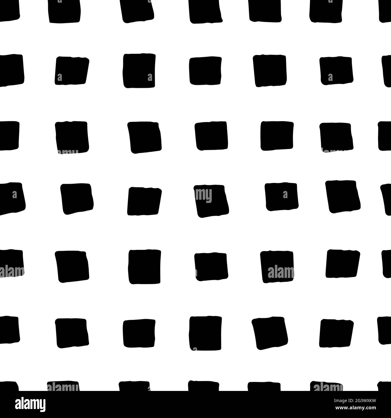 Seamless vector abstract geometric pattern. Handdrawn black squares