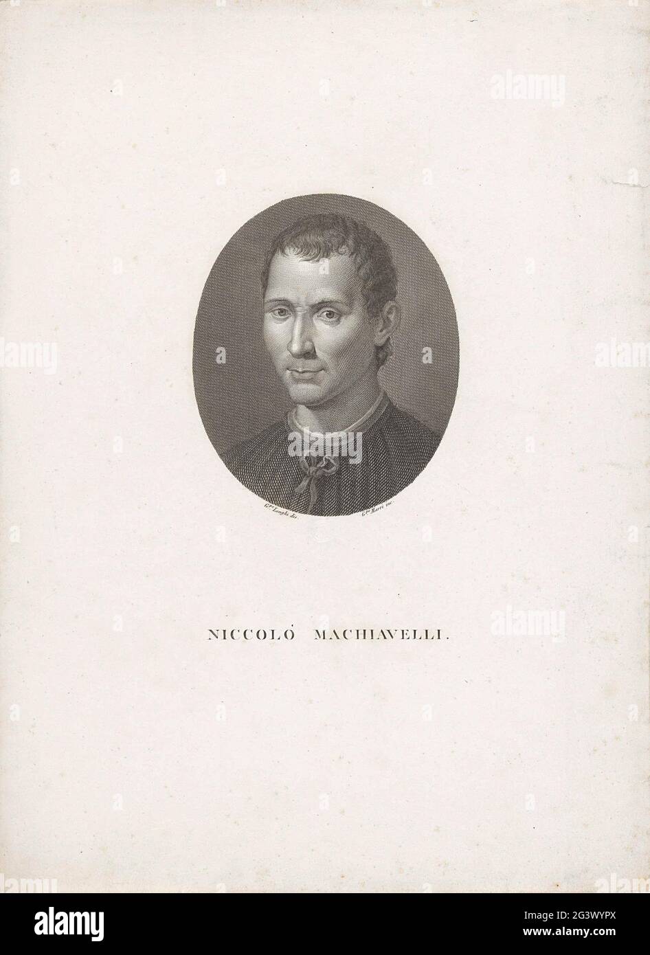 Portrait of Niccolò Machiavelli; Portraits of famous Italians in ovals