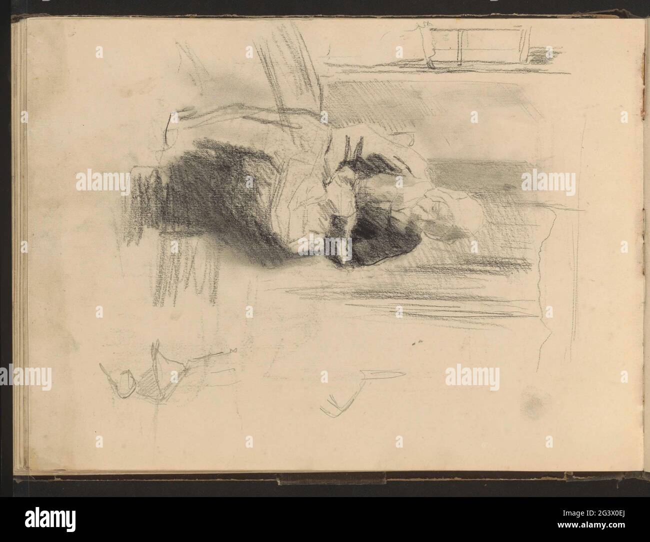 Hand-acting woman at a window. Leaf 41 Verso from a sketchbook with 43 ...