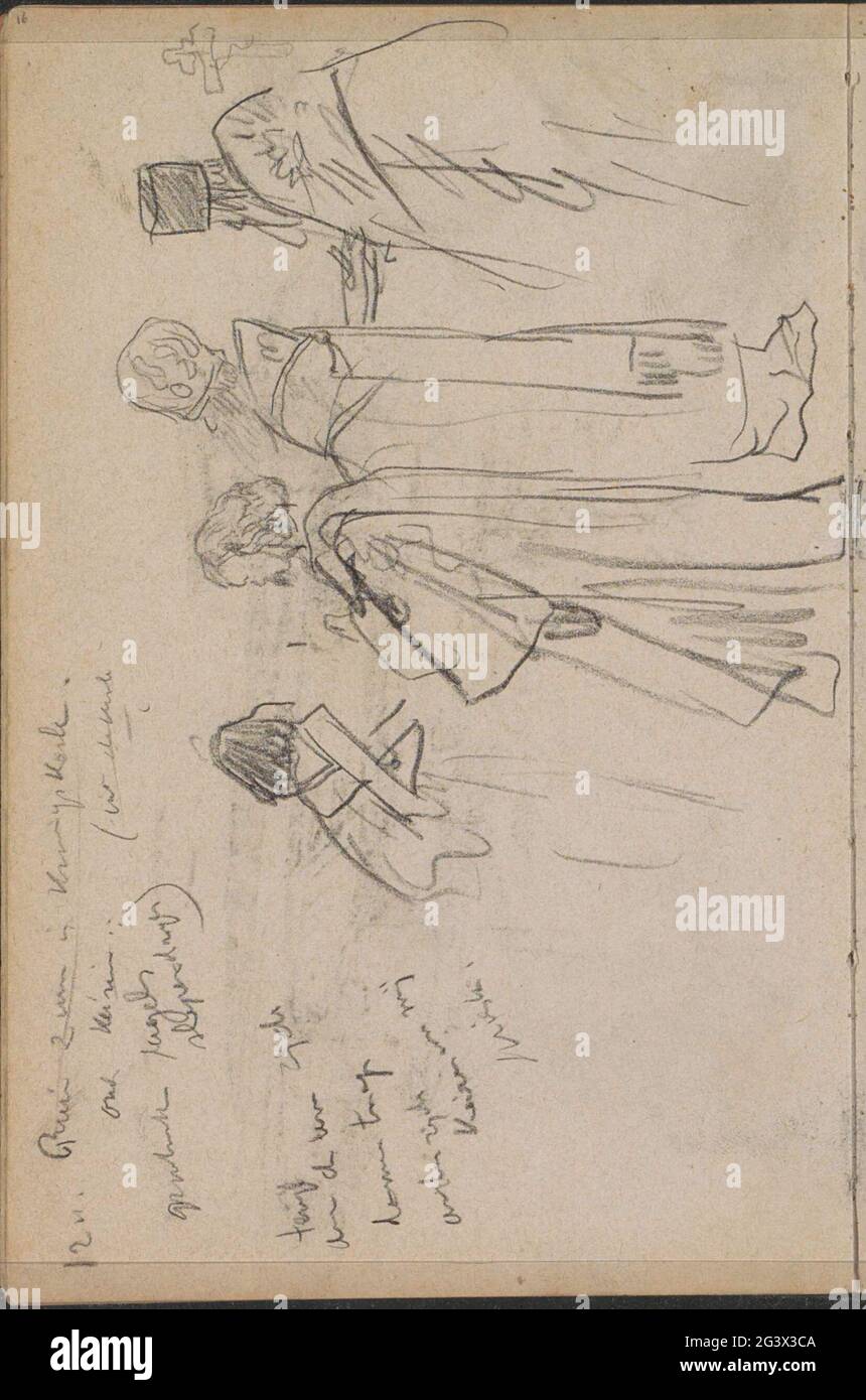 Clergymen at the coronation of Tsar Nicholas II. Possibly the bishop and priests. Page 16 from a sketchbook with 54 sheets. Stock Photo