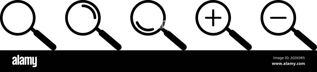Set of magnifying glass instrument. Search icon. Vector illustration Stock Vector