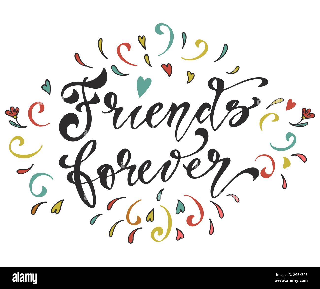 Premium Vector  Happy friendship day cute hand lettering best friends  forever greeting card typography template modern calligraphy design  elements quotes friend phrase