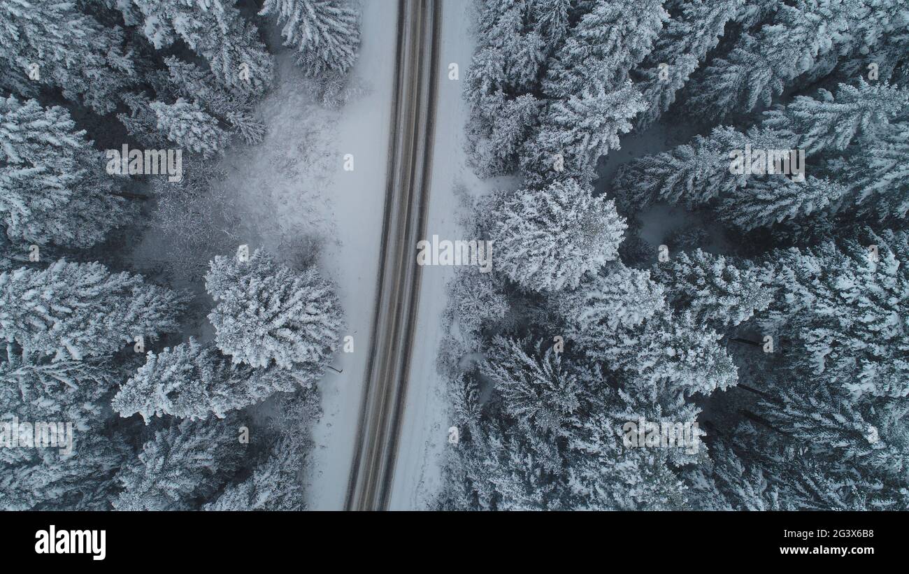 Country road in winter season with fresh snow Stock Photo - Alamy