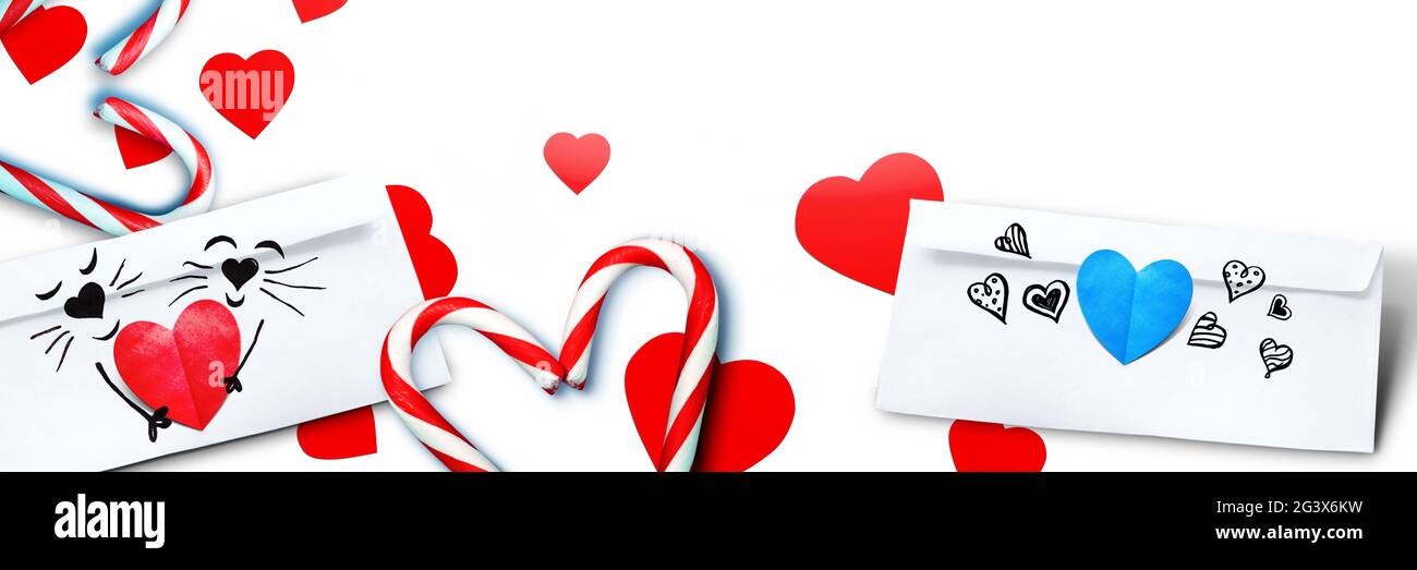 Pink envelope heart text love hi-res stock photography and images