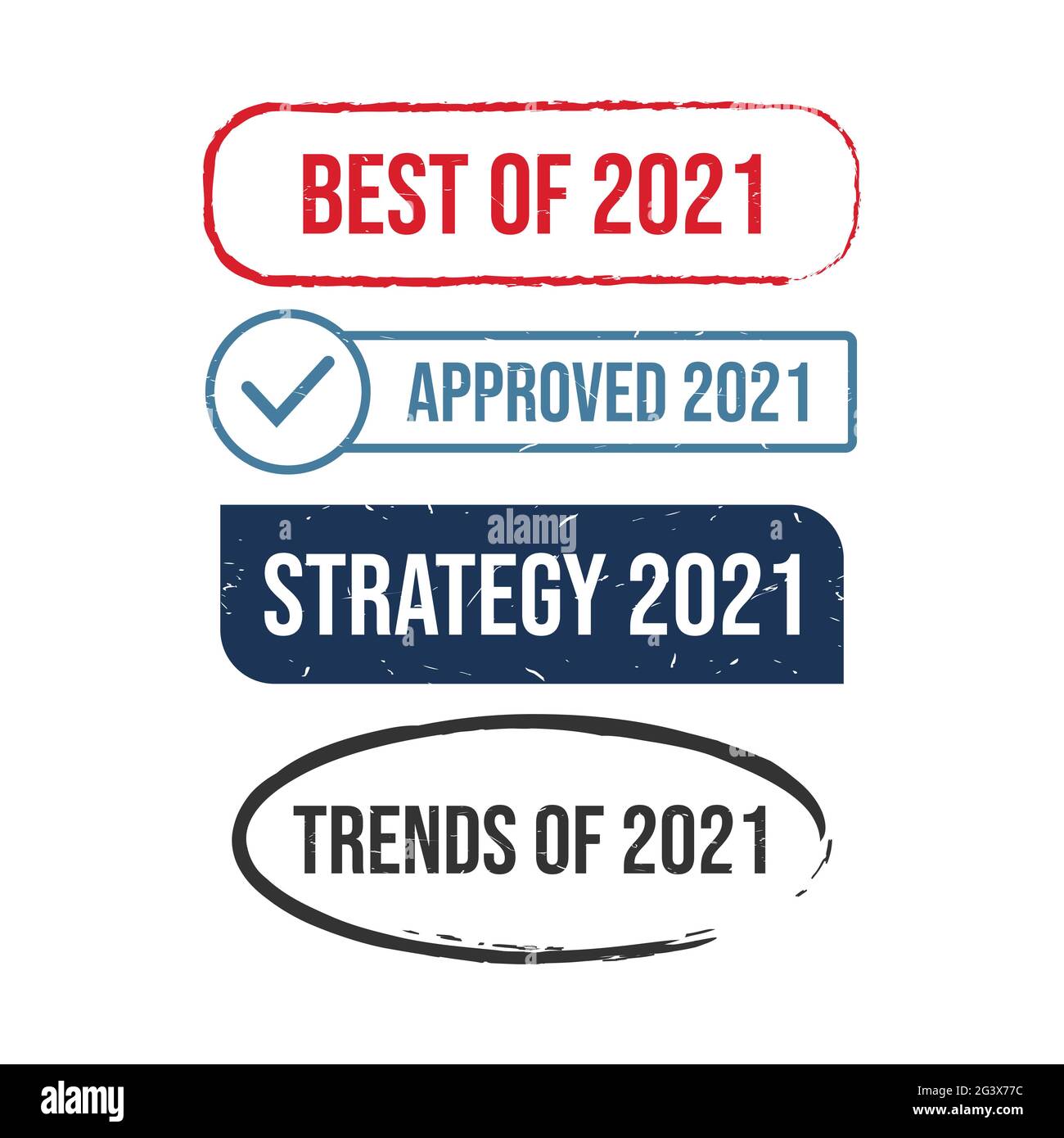 Set of various 2021 grunge stamp style vector design. Grunge rubber