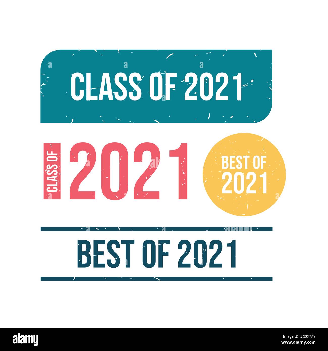 Grunge class 2021 textured stamp vector image. Stamp CLASS of 2021 with scuff on a white background. The grunge style. Vector illustration Stock Vector