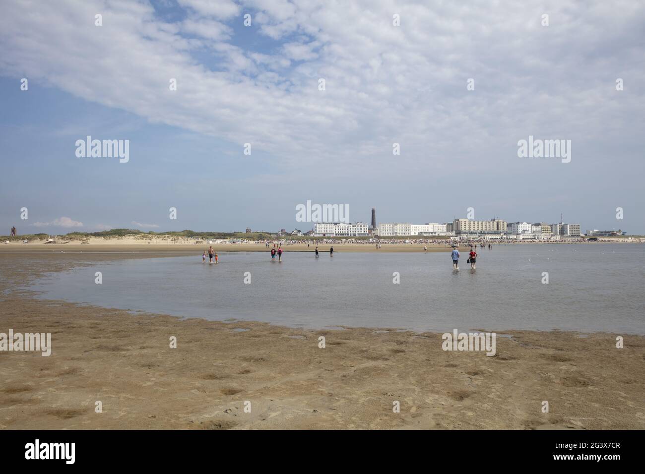 Low tide at the main beach of Borkum island Stock Photo