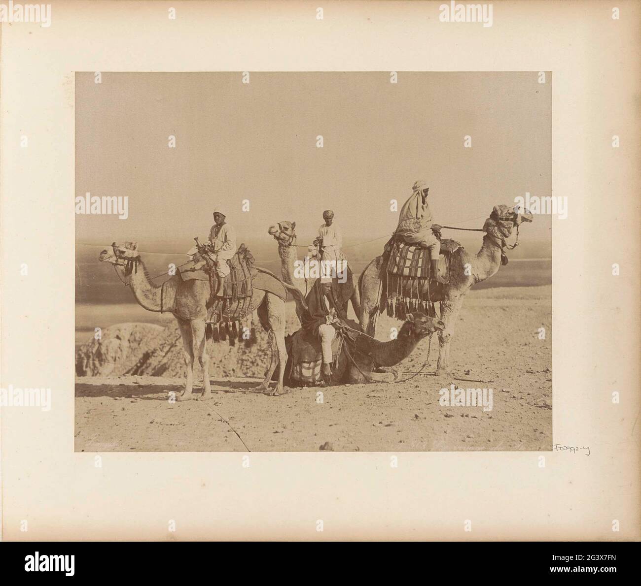 Riders on camels in an Egyptian desert; Le Voyage du Désert. Part of ...