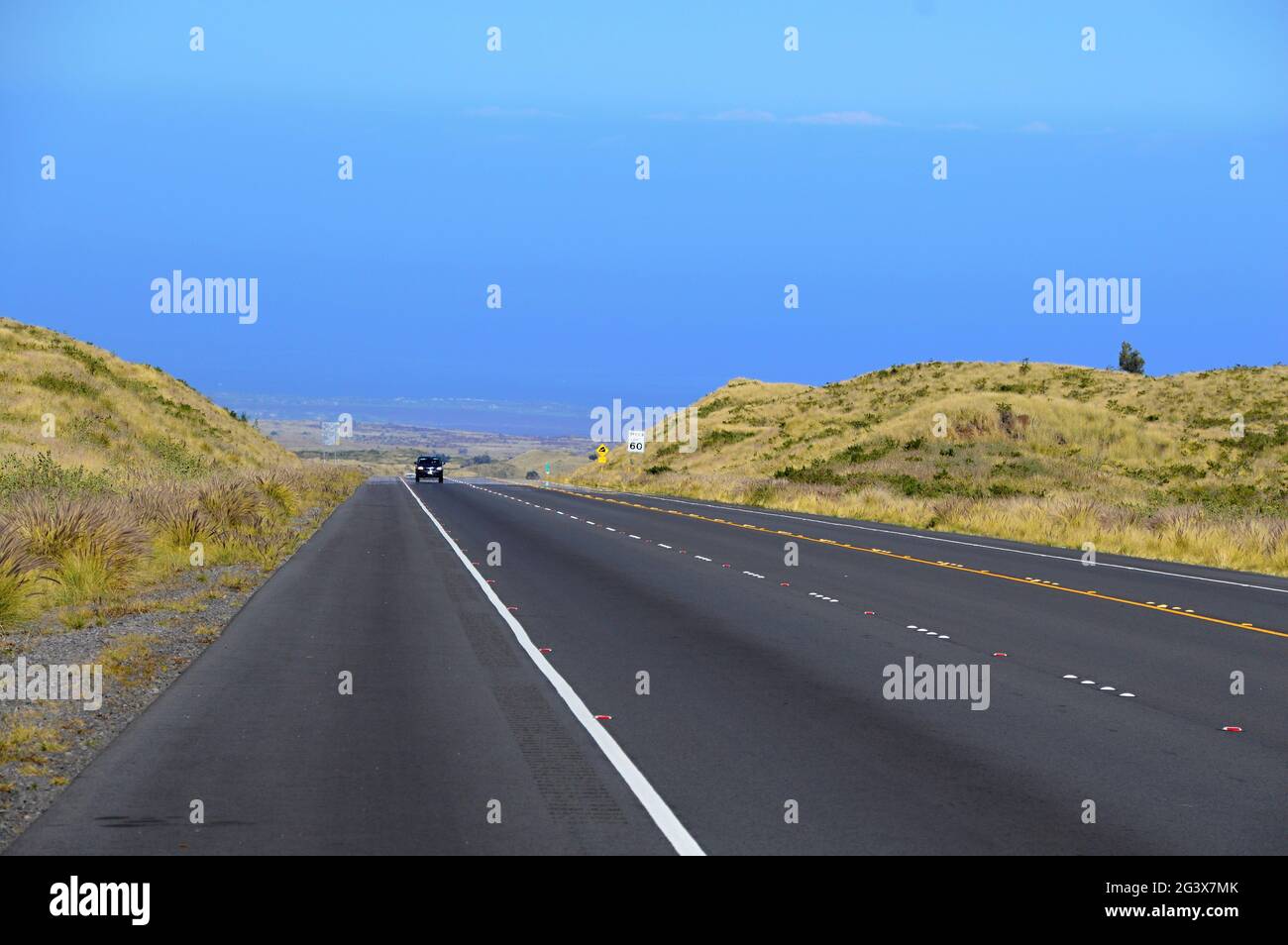 Panorama Road from the Kona Coast to Mauna Kea, Big Island, Hawaii Stock Photo