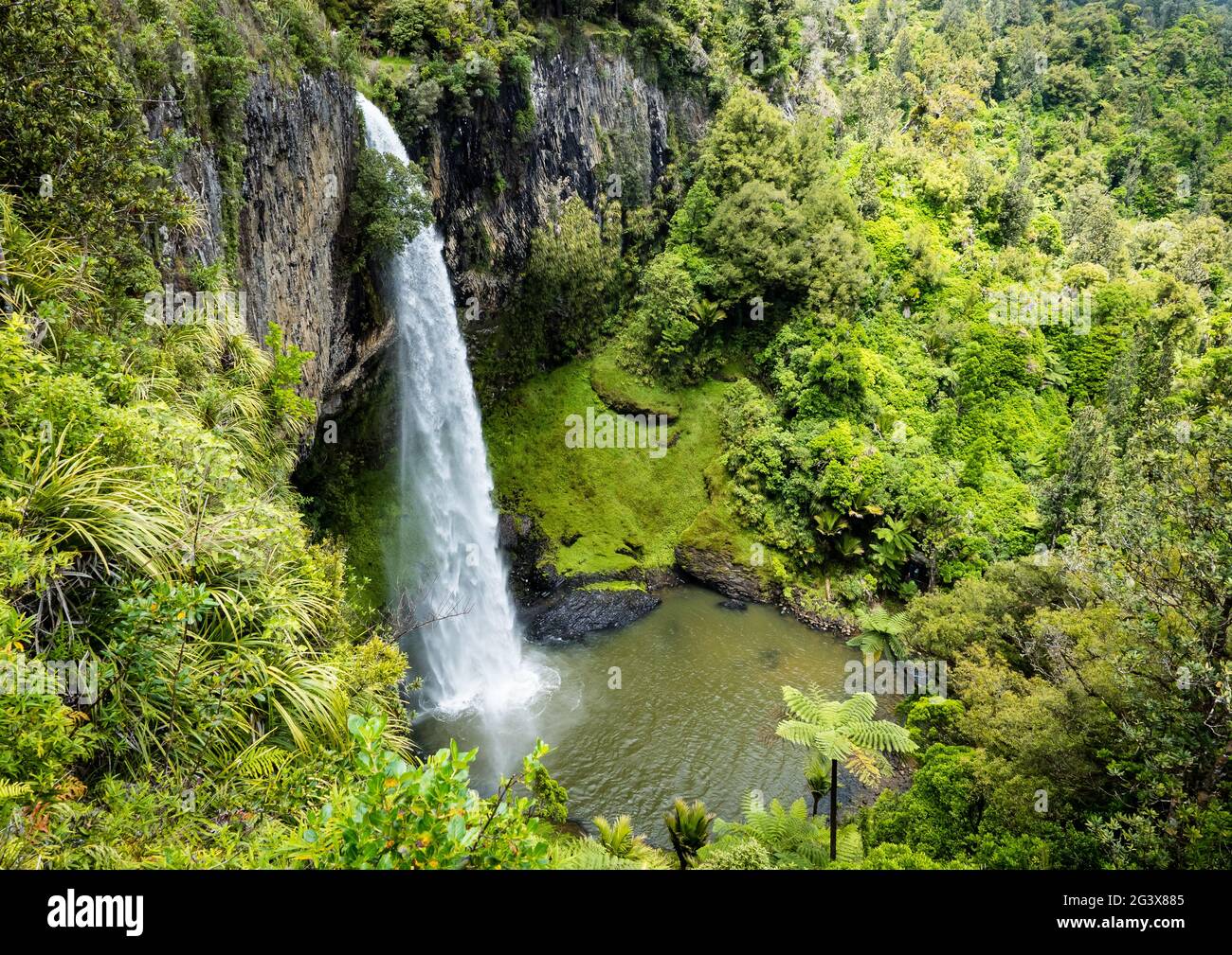 The magical Waireinga Bridal Veil Falls in Raglan area Waikato region Stock Photo