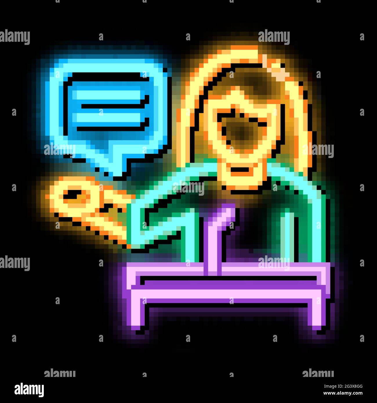 seminar woman teacher neon glow icon illustration Stock Vector Image ...