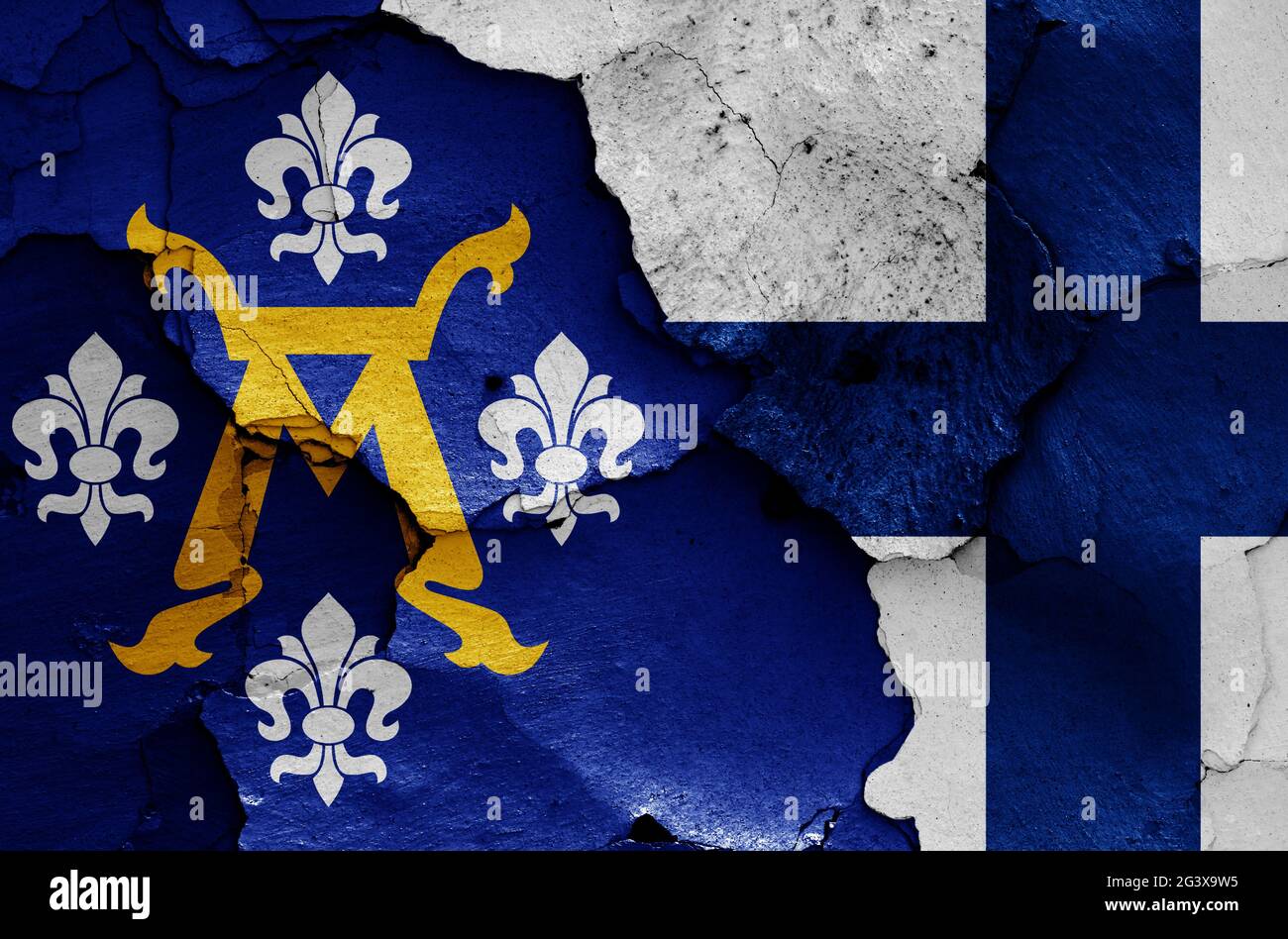 Flags of Turku and Finland painted on cracked wall Stock Photo - Alamy