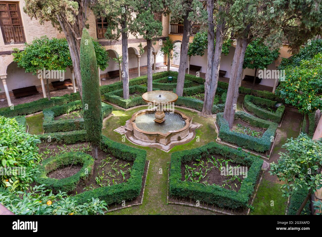 The Jardin de Lindaraja in the Nazaries Palace in the Alhambra in Granada Stock Photo