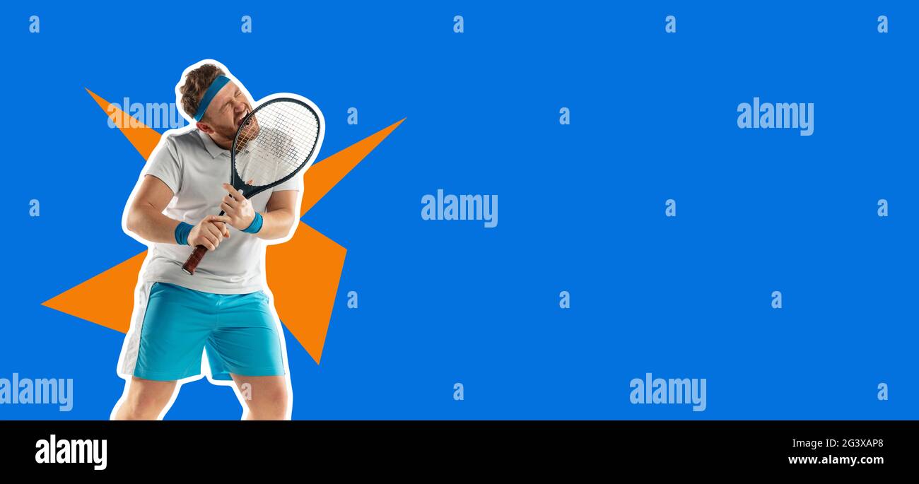 Angry. Highly tensioned game. Funny emotions of professional tennis