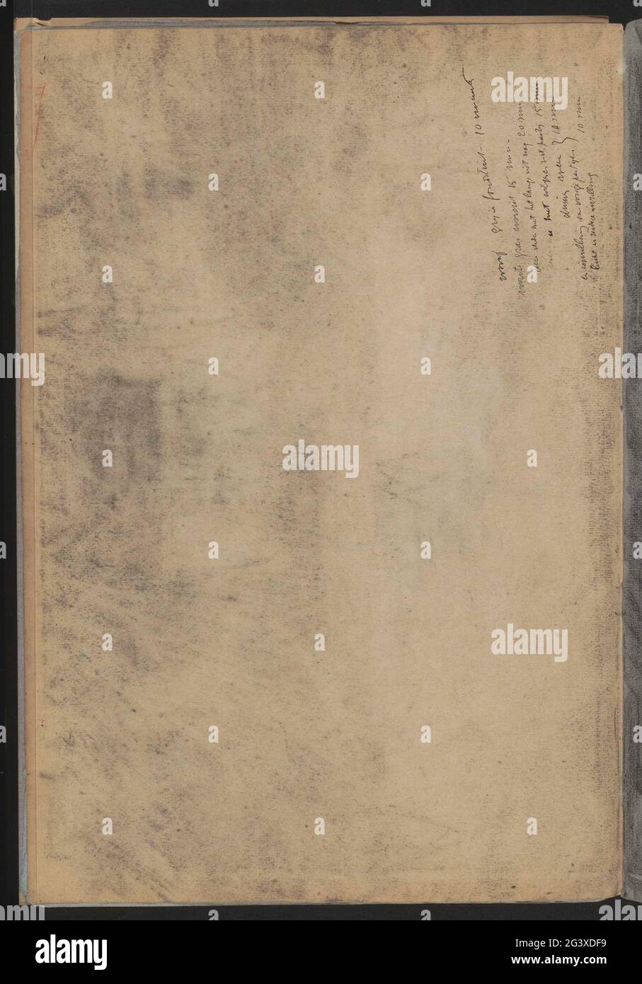 Note. Leaf 25 Verso from a sketchbook with 42 sheets. Stock Photo
