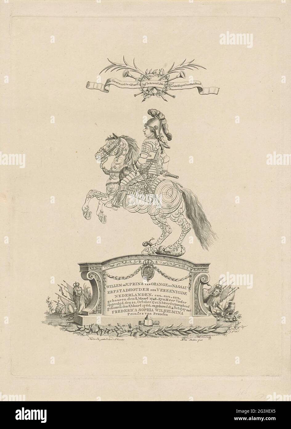 Equestrian statue of Willem V, Prince of OrangeNassau. Equestrian