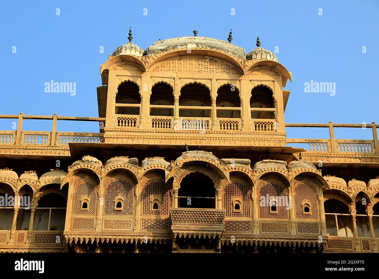 Frontage of Haweli at Jaisalmer Stock Photo