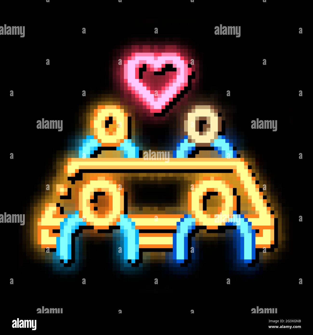 multiracial people sitting at table neon glow icon illustration Stock ...