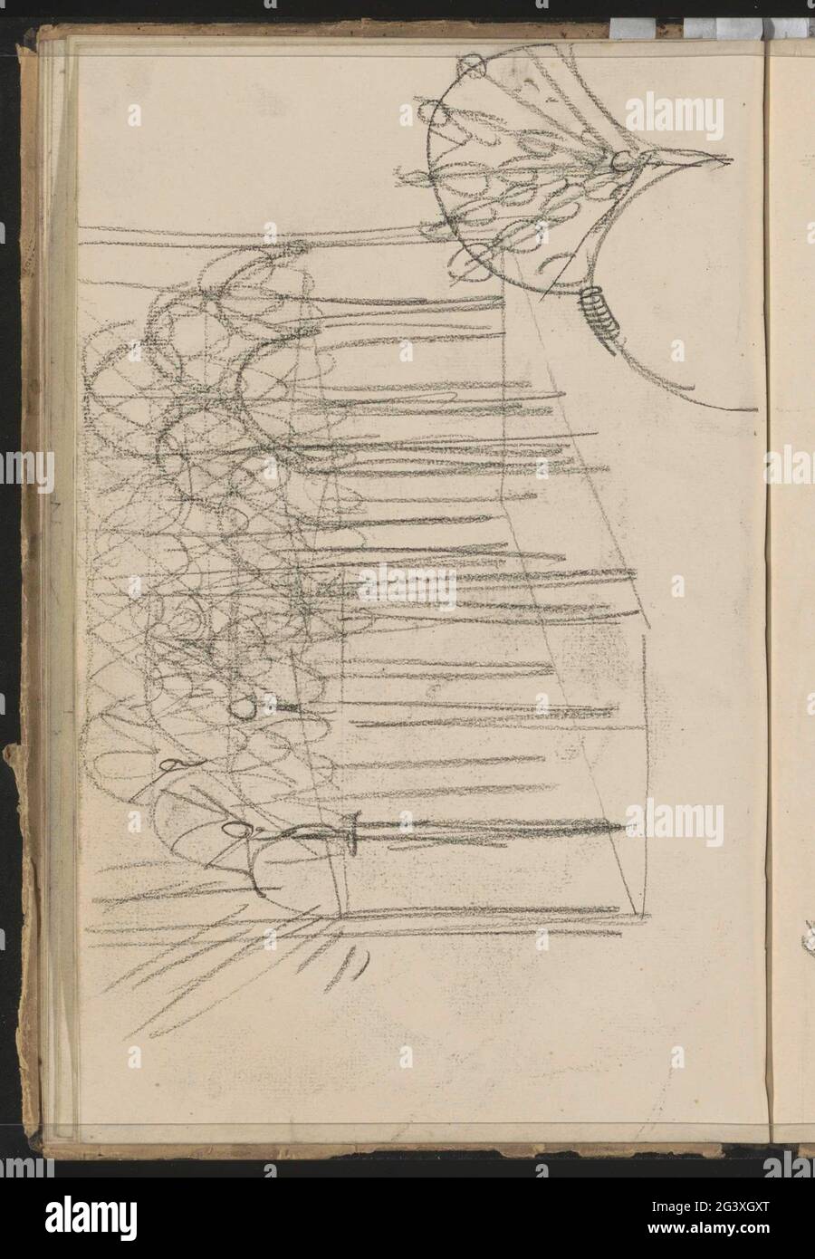 Architecture study. Leaf 21 Verso from a sketchbook with 38 sheets. Stock Photo