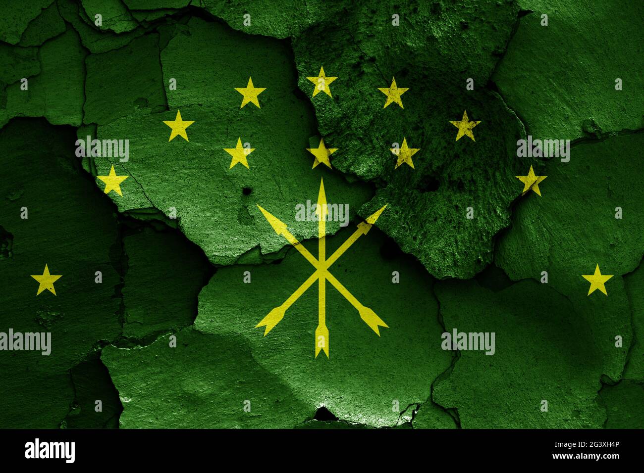 Flag of Adygea Republic painted on cracked wall Stock Photo