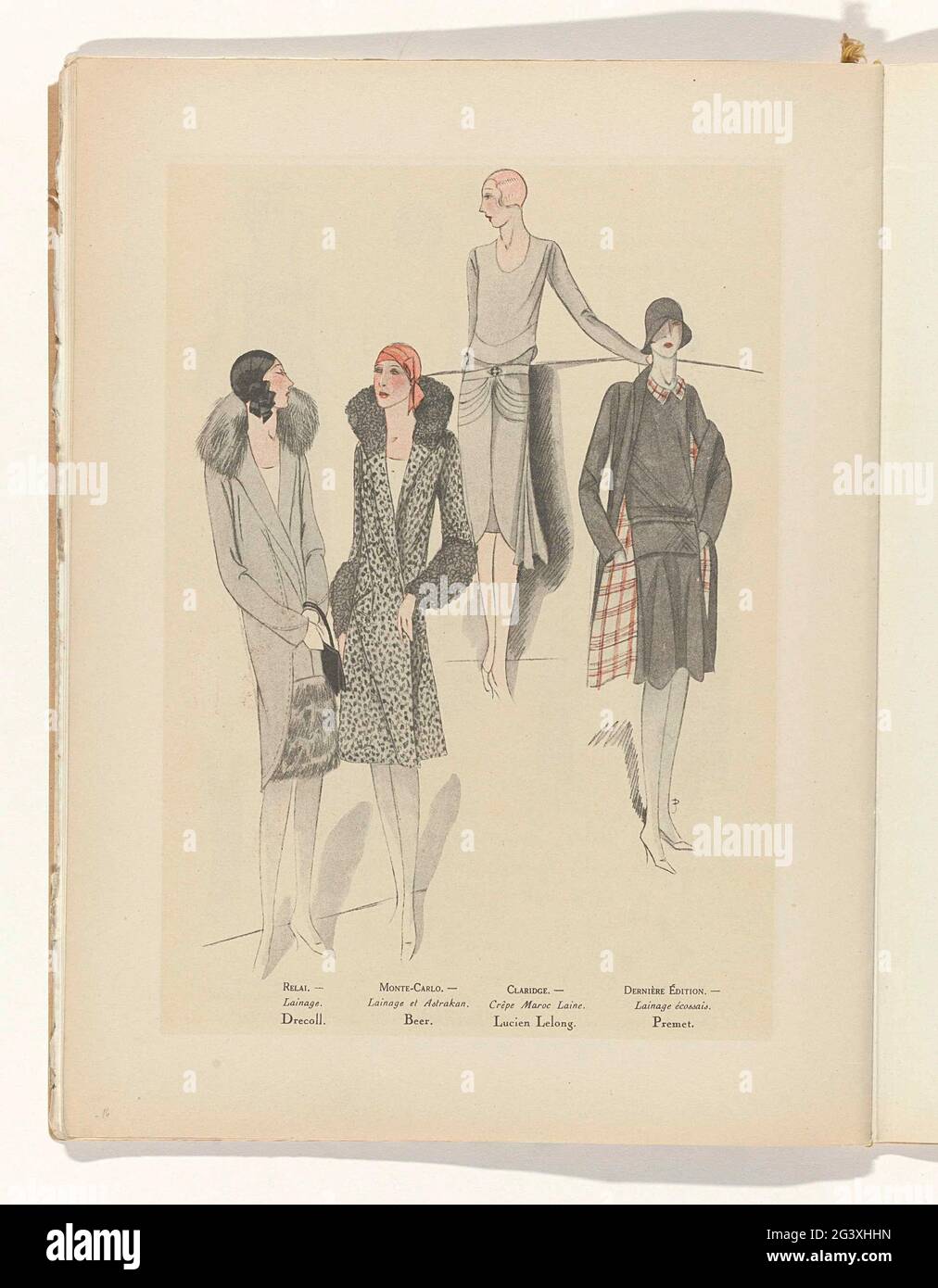 Art - Goût - Beauté, Feuillets de l 'élégance Féminine, Novembre 1928, No.  99, 9th Année, p. 16. From left to right: Wool's cloak, from DreColl.  Mantle van Wol and Astrakan, van
