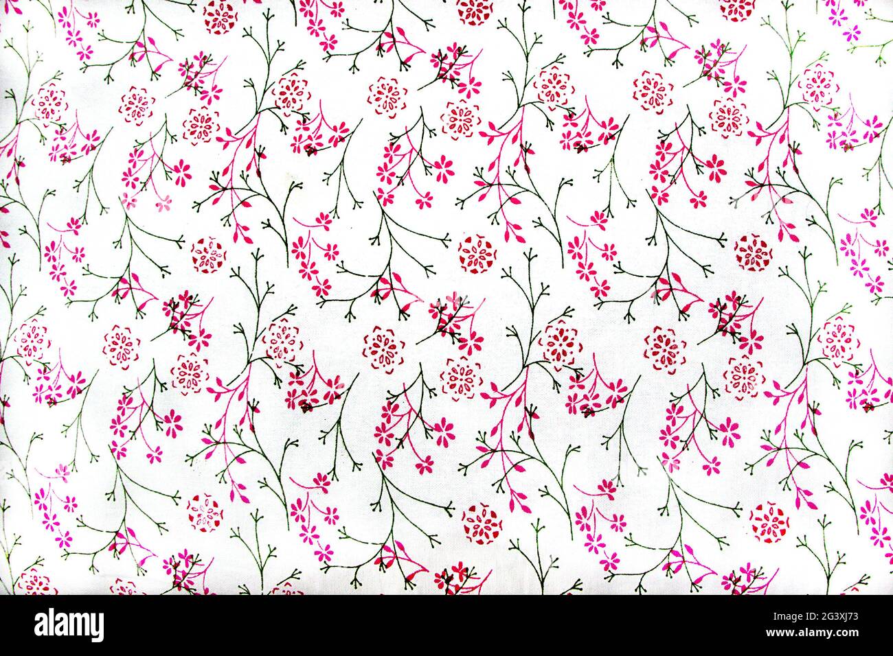 Floral Motif on White Fabric Stock Photo