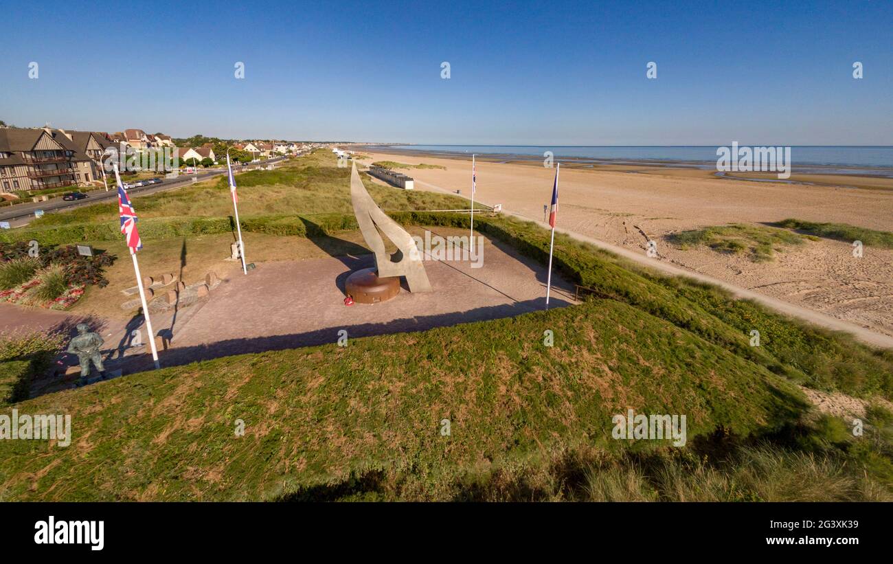 Ouistreham (Normandy, north western France): “La Flamme”, or the Kieffer Monument, is in tribute to the commandos of the D Day Landings (Not available Stock Photo