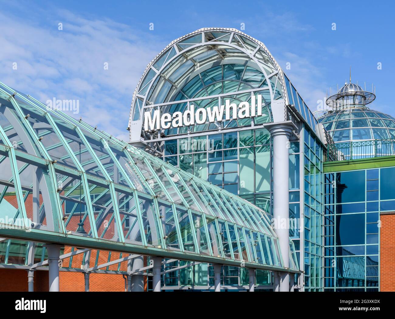 One of the entrances to the out of town shopping centre Meadowhall, Sheffield. Stock Photo