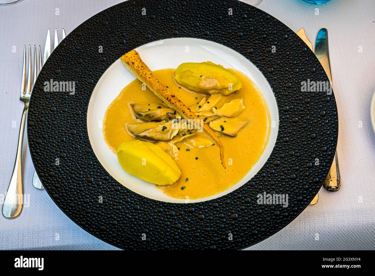 Plate with pike dish Stock Photo