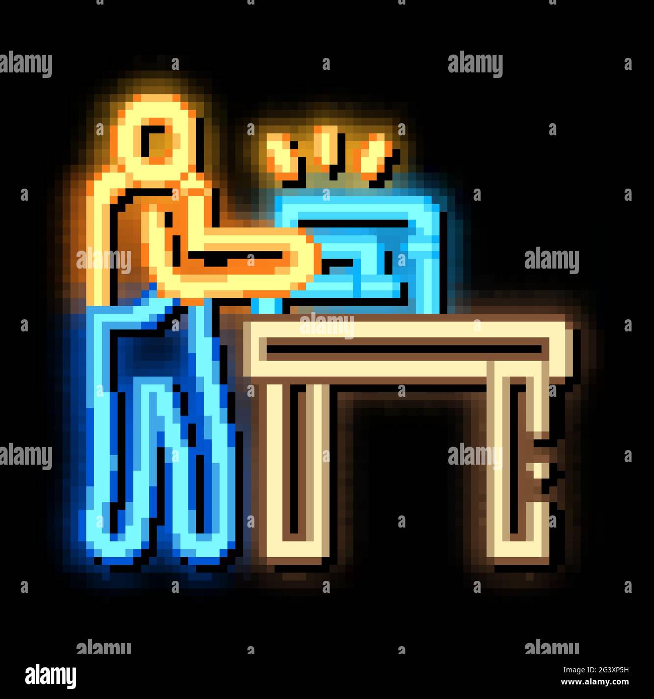 leatherworking sewing neon glow icon illustration Stock Vector