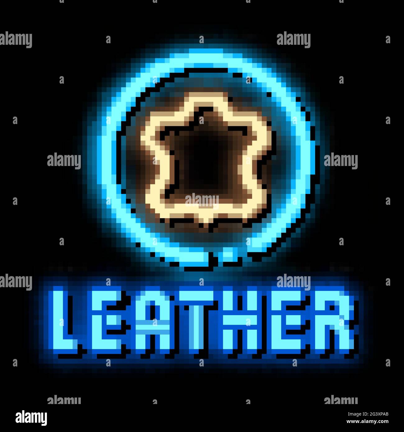 genuine leather label neon glow icon illustration Stock Vector Image ...
