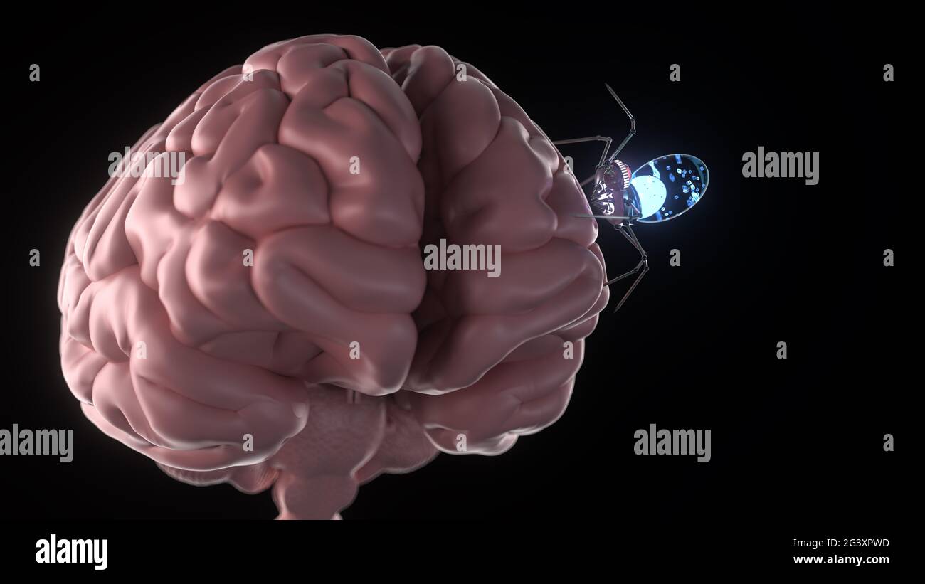 Brain Nano Bot Stock Photo