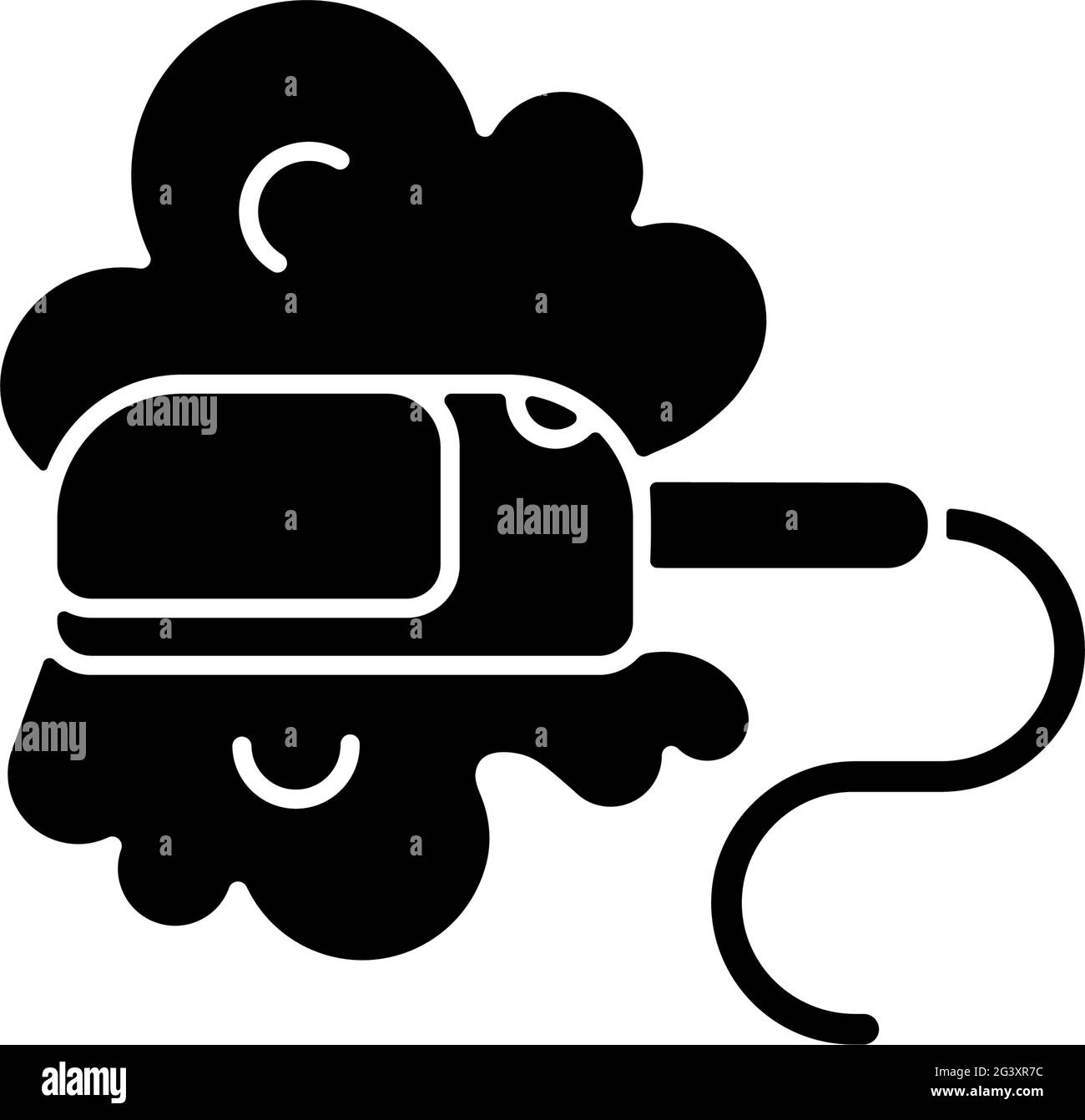 Travel size steam iron black glyph icon Stock Vector