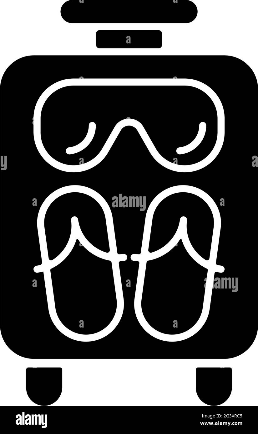 Open suitcase for summer vacation black glyph icon Stock Vector Image ...