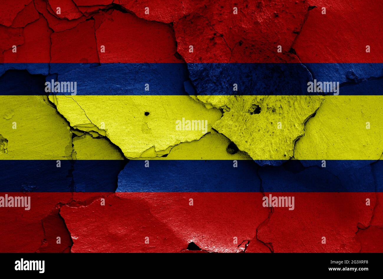 Flag of Loja painted on cracked wall Stock Photo