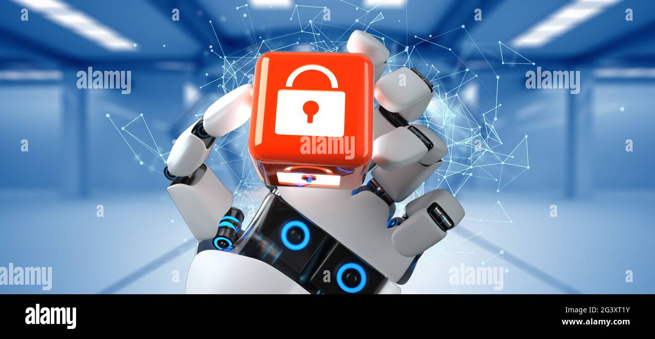 Robot Hand Cube DLock Stock Photo - Alamy