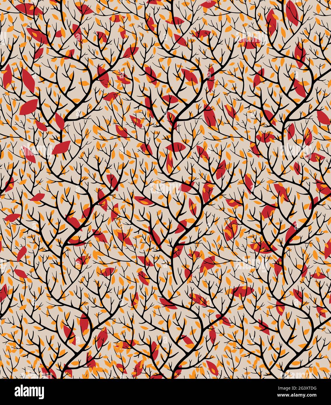 Branches and leaves on twigs, seamless pattern Stock Vector
