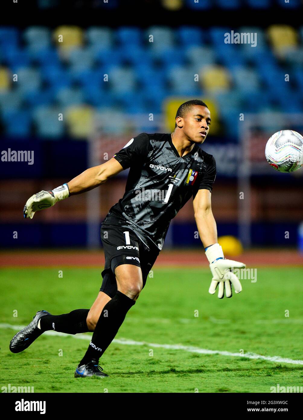 GOIANIA, BRAZIL - JUNE 17: Wuilker Farinez of Venezuela in action ,during the match between Colombia and Venezuela as part of Conmebol Copa America Brazil 2021 at Estadio Olimpico on June 17, 2021 in Goiania, Brazil. (Photo by MB Media) Stock Photo