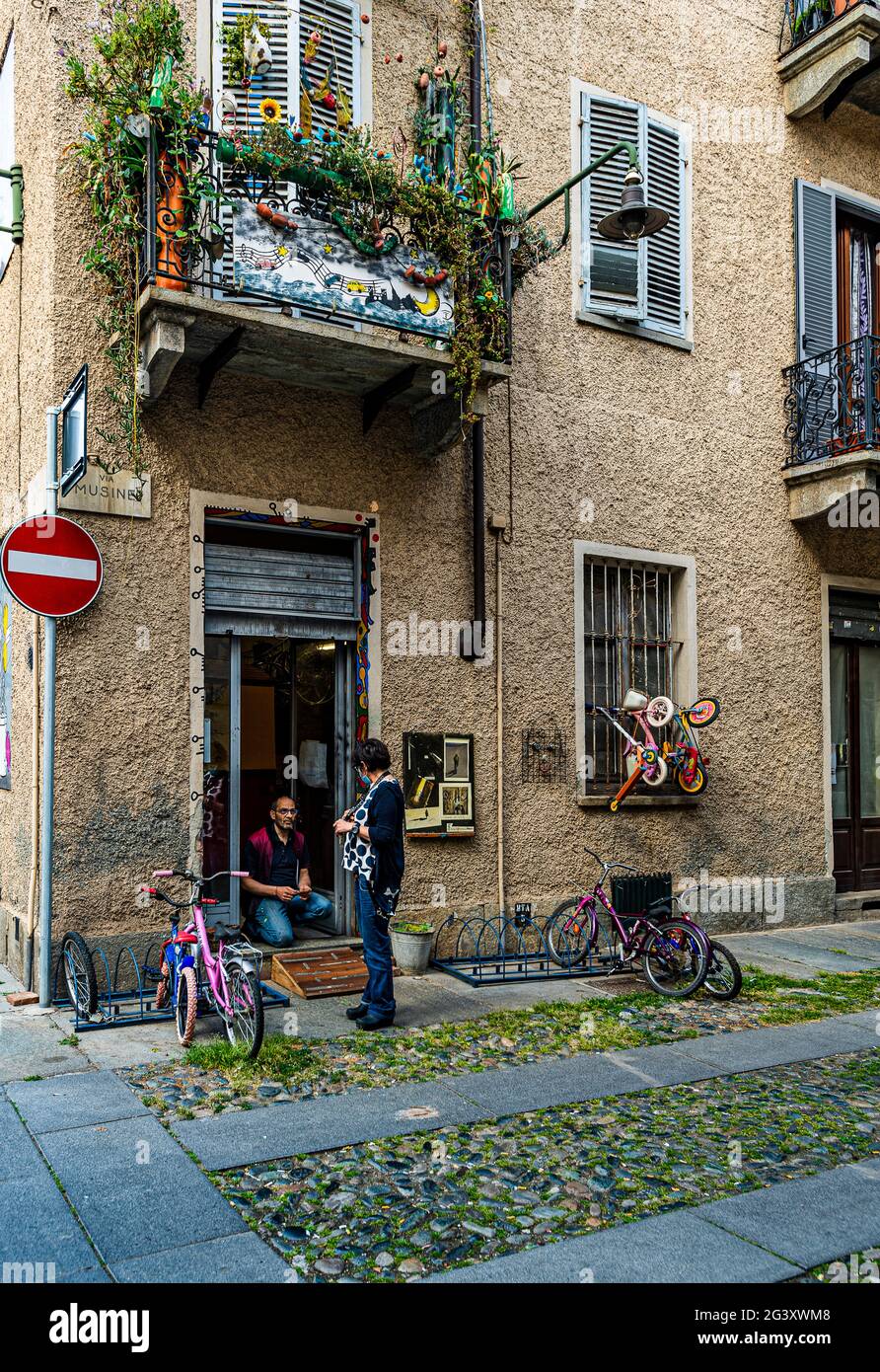 Italy Piedmont Turin Campidoglio neighborhood  - A working-class neighborhood born in the mid-nineteenth century today an open-air museum and seat of the Mau (Museum of Urban Art of Turin ) Stock Photo
