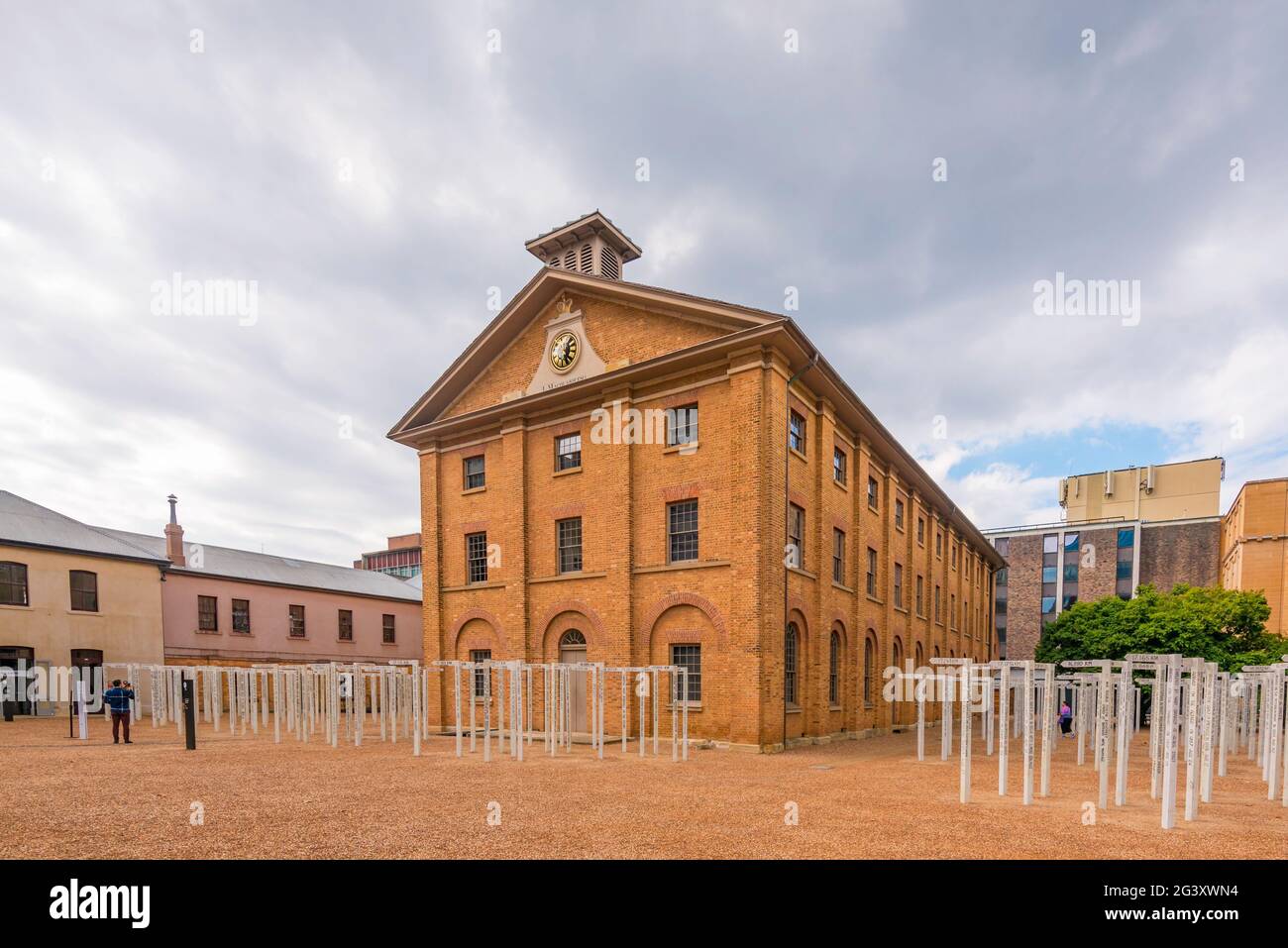 Sydney's Hyde Park Barracks was designed by Francis Greenway under Governor Macquarie in 1819 and was built by and originally housed convicts. Stock Photo