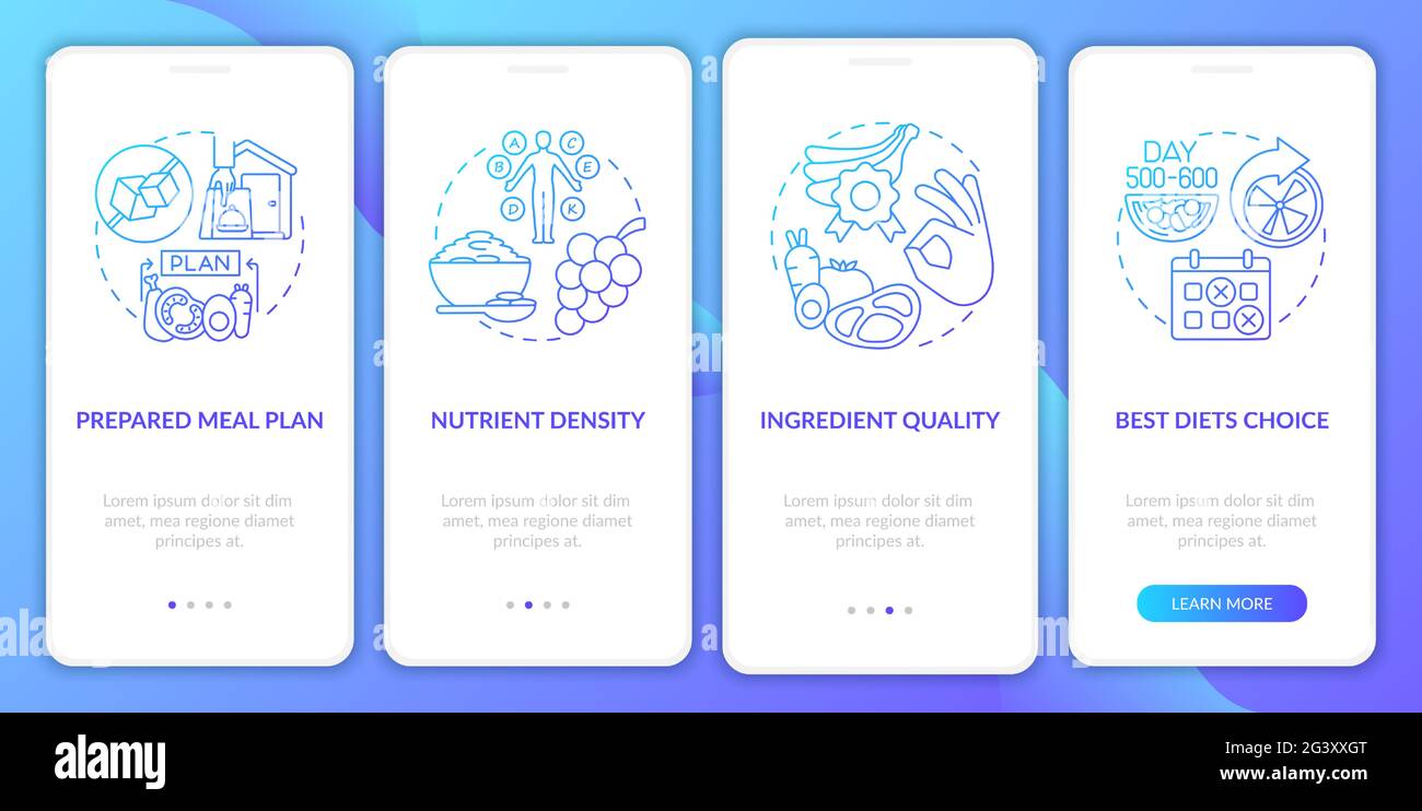 Meal delivery for diabetics onboarding mobile app page screen Stock ...