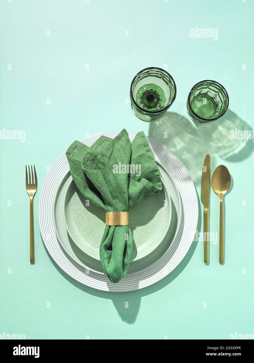 Saint Patricks day table setting background Stock Photo