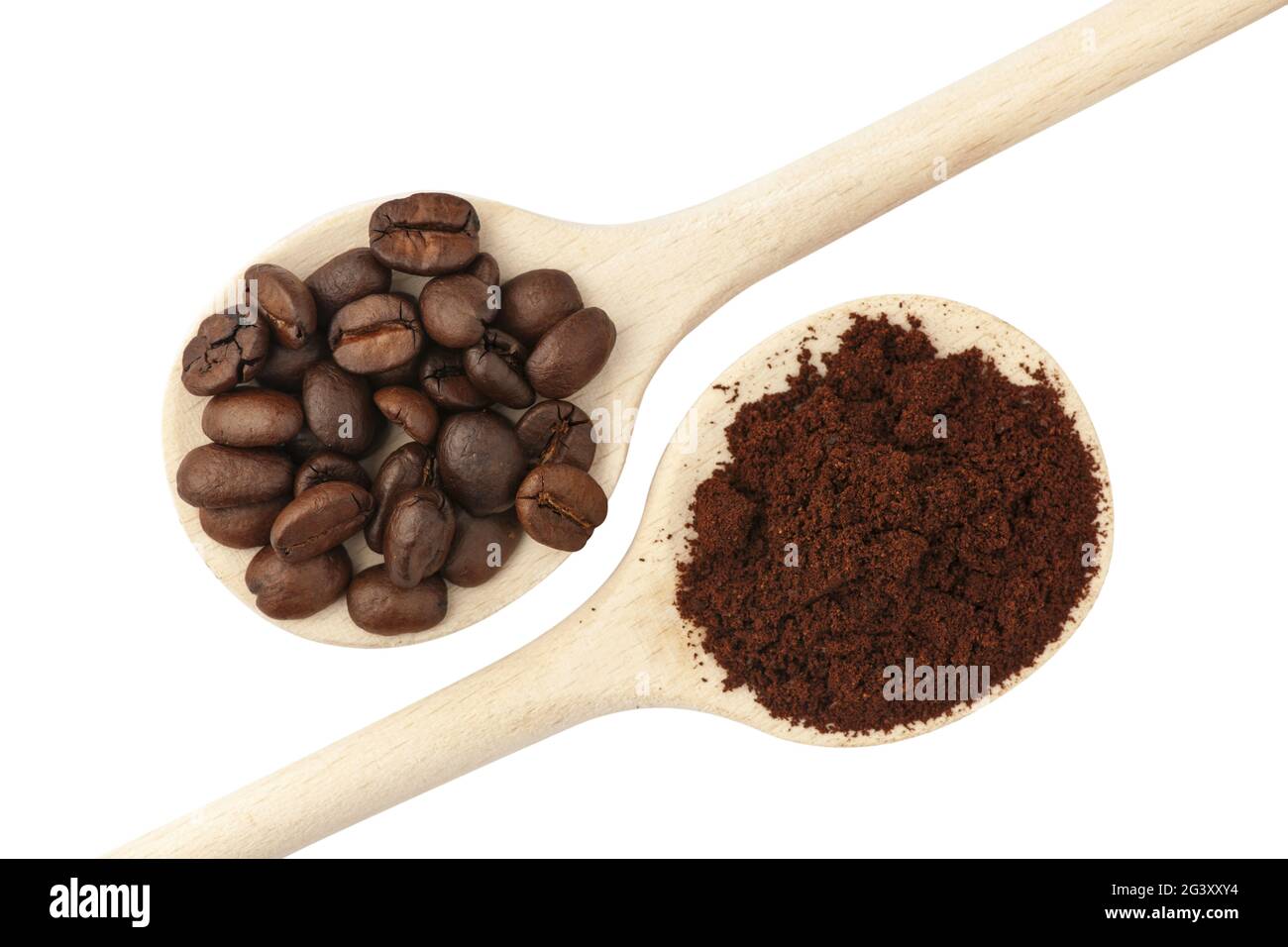 Coffee beans and coffee powder small Stock Photo